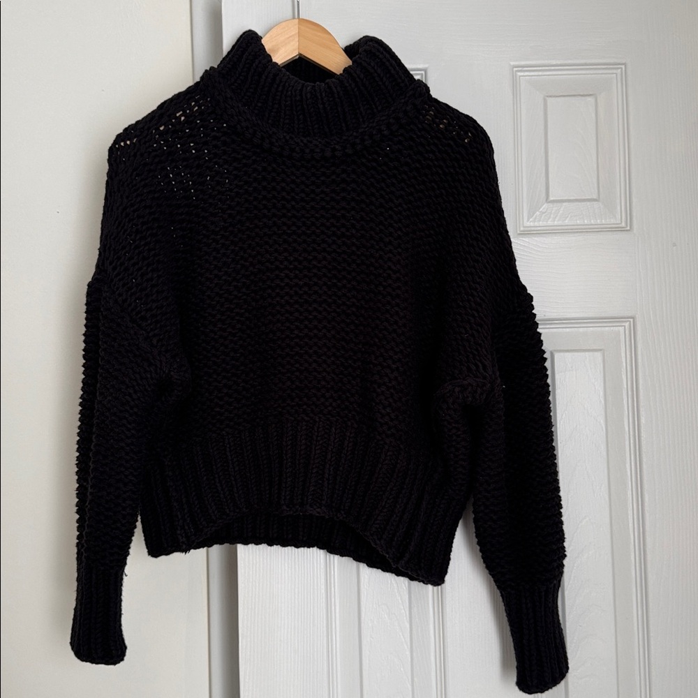 Free People Black Cowl Neck Sweater